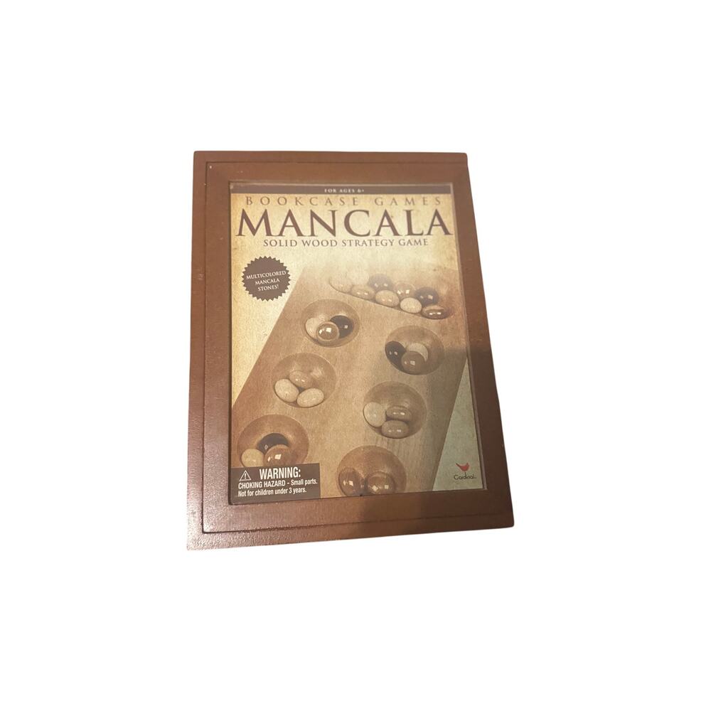 Bookcase Games Mancala Solid Wood Folding Board Game w/ Glass‎ Stones
